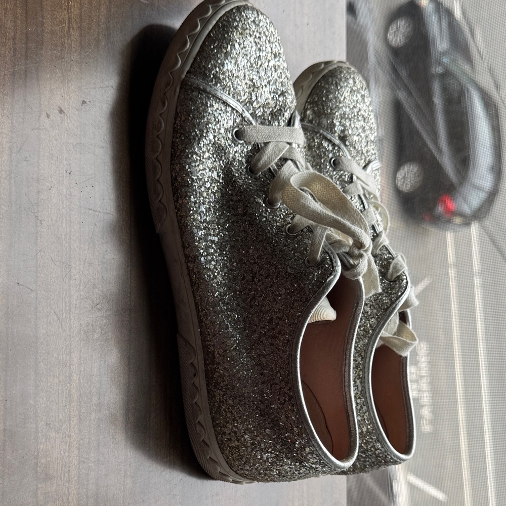 Kate Spade Glittery Silver Sneakers - Picture 3 of 6